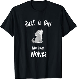 Wolf Shirt for Girls | Girls Wolf T-Shirt - T-Shirt | Black