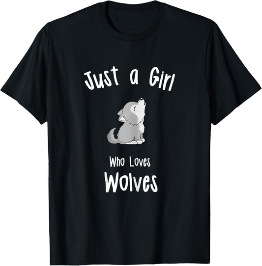 Wolf Shirt for Girls | Girls Wolf T-Shirt - T-Shirt | Black