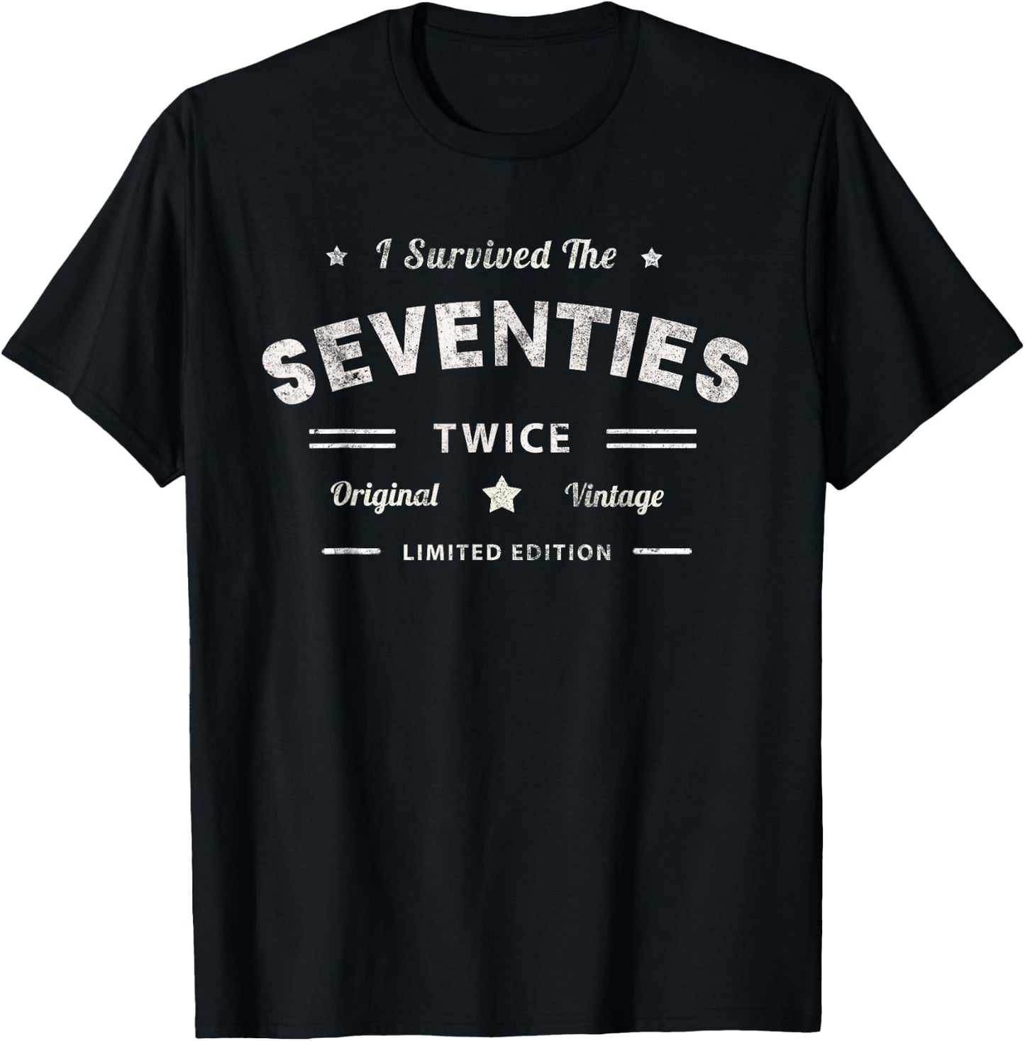 I SURVIVED The SEVENTIES Twice 80th Birthday 70s Survivor 80 T-Shirt - T-Shirt | Black