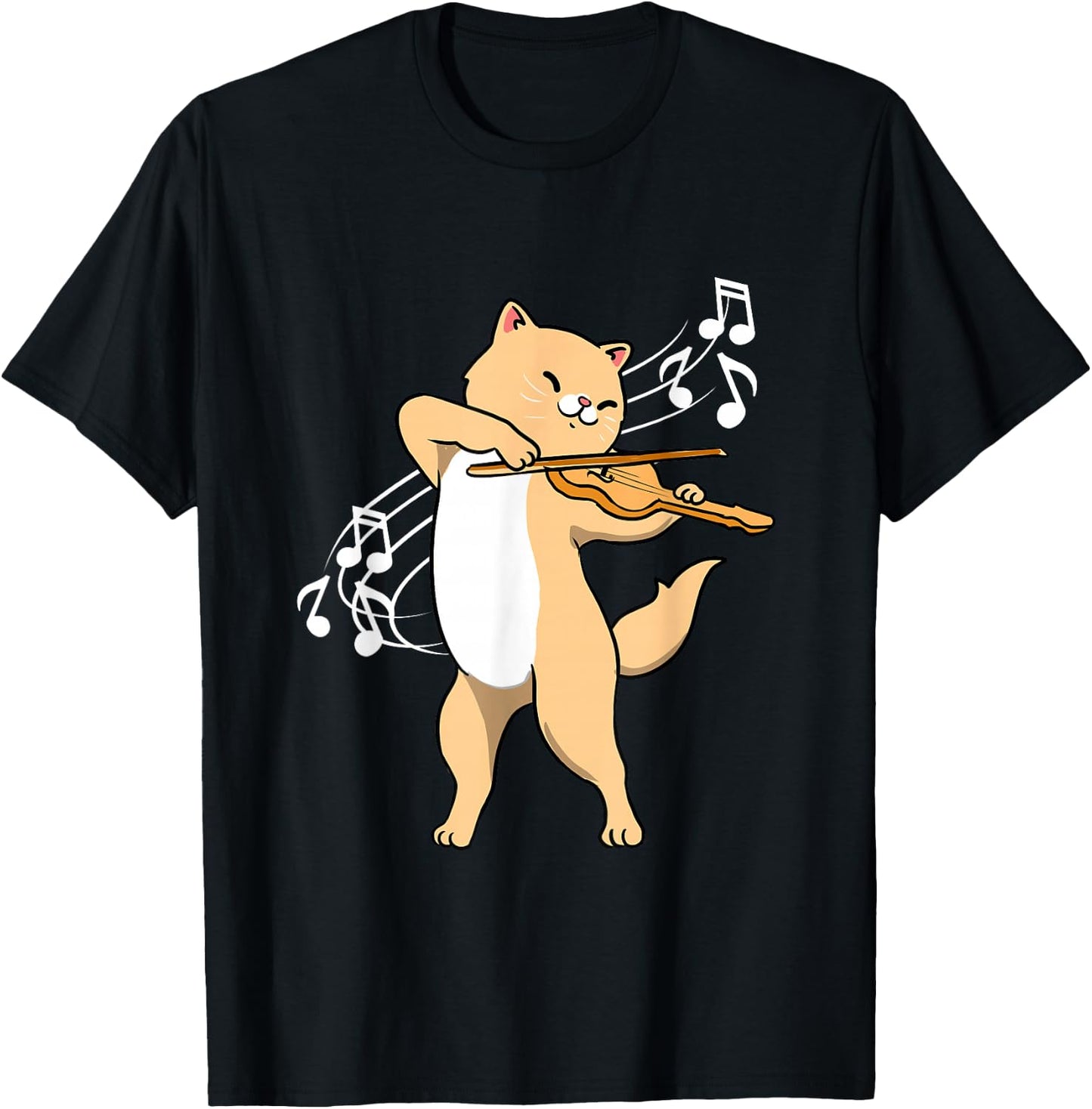 Cat Playing Violin Violinist T-Shirt - T-Shirt | Black