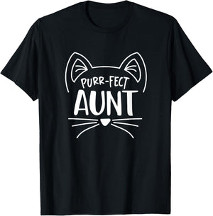 Purr-fect Aunt Gift aunties cat lovers T-Shirt - T-Shirt | Black