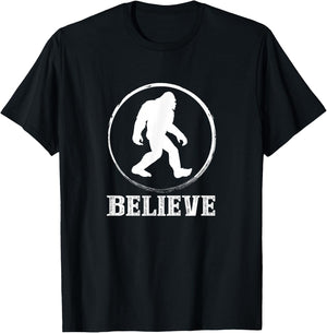 Believe Bigfoot Believer Sasquatch Finding Big Foot T-Shirt - T-Shirt | Black