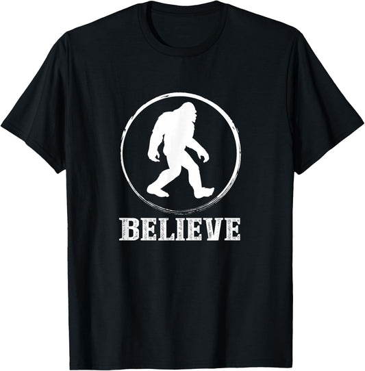 Believe Bigfoot Believer Sasquatch Finding Big Foot T-Shirt - T-Shirt | Black