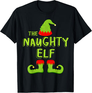 The Naughty Elf Shirt Adult Kids Matching Christmas Elf T-Shirt - T-Shirt | Black