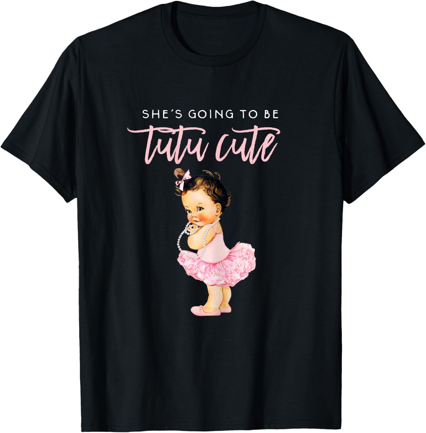 Its A Girl Gender Reveal Ballerina Touchdown Tutu Baby Party T-Shirt - T-Shirt | Black