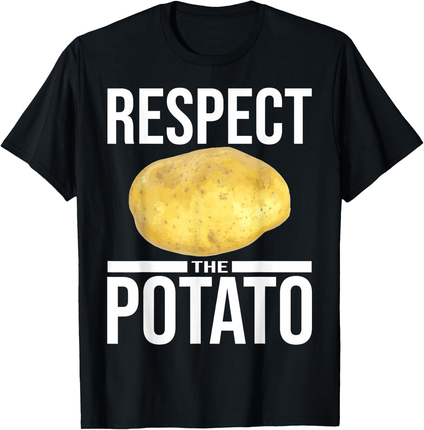 Funny Respect The Potato Gift Men Cute Root Vegetable Lovers T-Shirt - T-Shirt | Black