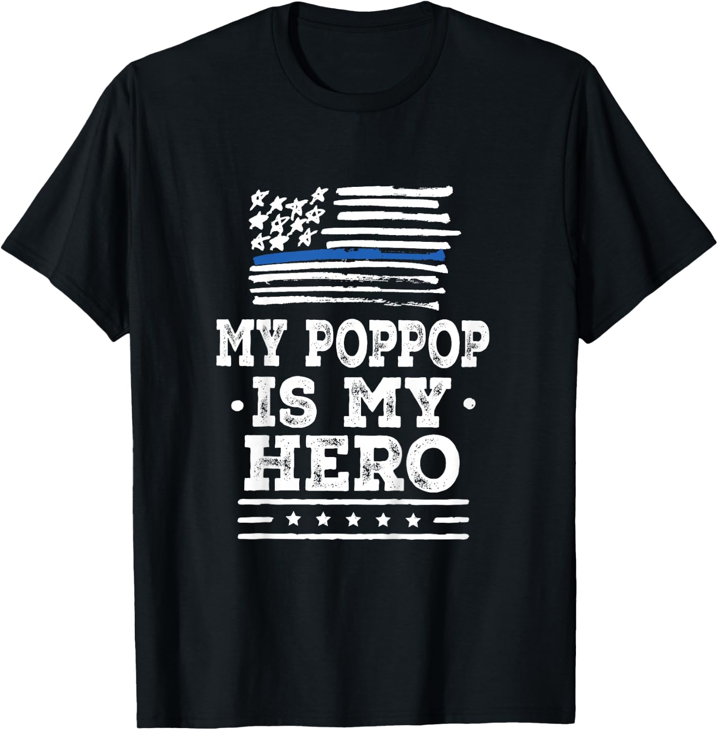 Kids Police Officer PopPop is my Hero T-Shirt - T-Shirt | Black