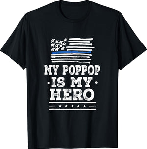 Kids Police Officer PopPop is my Hero T-Shirt - T-Shirt | Black