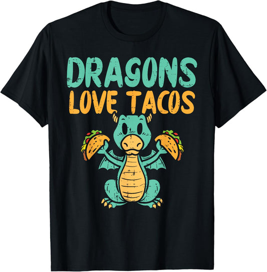 Dragons Love Tacos Cute Cinco De Mayo Mexican Food Kids Boys T-Shirt - T-Shirt | Black