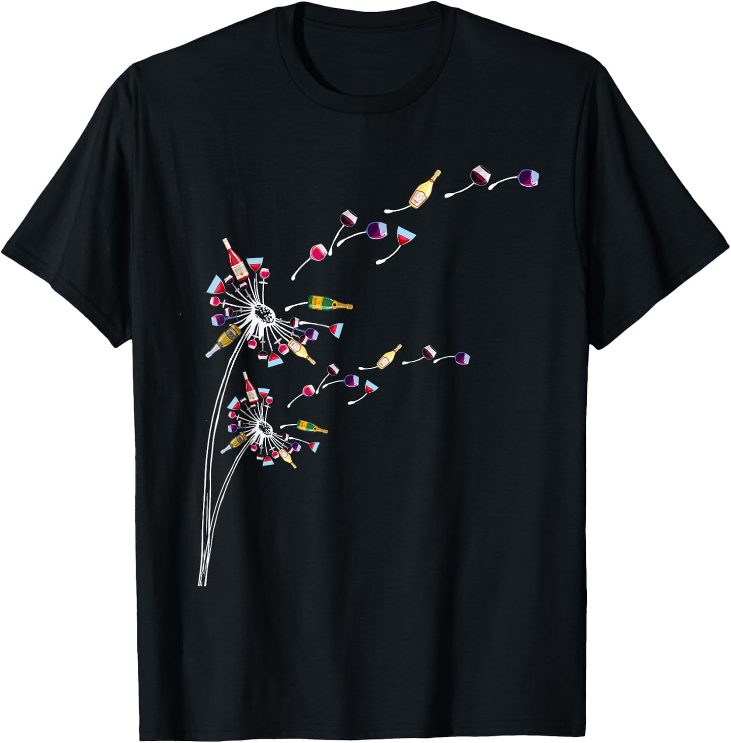 Wine Dandelion Drinking Wine Rosee Wine Lovers Rosee Wine T-Shirt - T-Shirt | Black