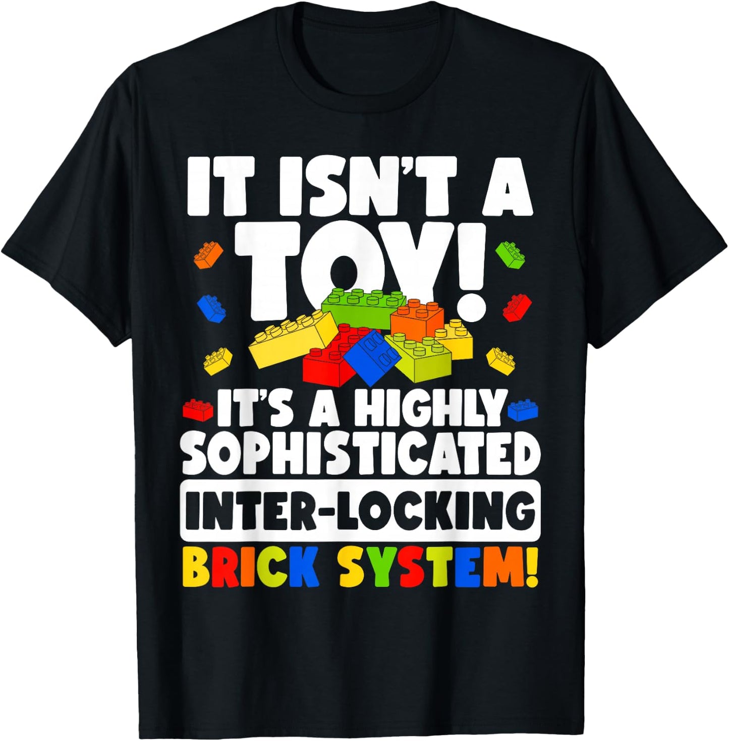 Master Builder Bricks Blocks Kids Boys Teens Men T-Shirt - T-Shirt | Black