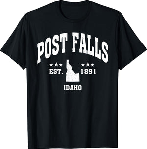 Retro Post Falls Idaho ID Throwback Athletic Sport T-Shirt - T-Shirt | Black
