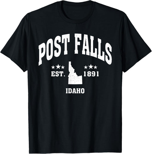 Retro Post Falls Idaho ID Throwback Athletic Sport T-Shirt - T-Shirt | Black