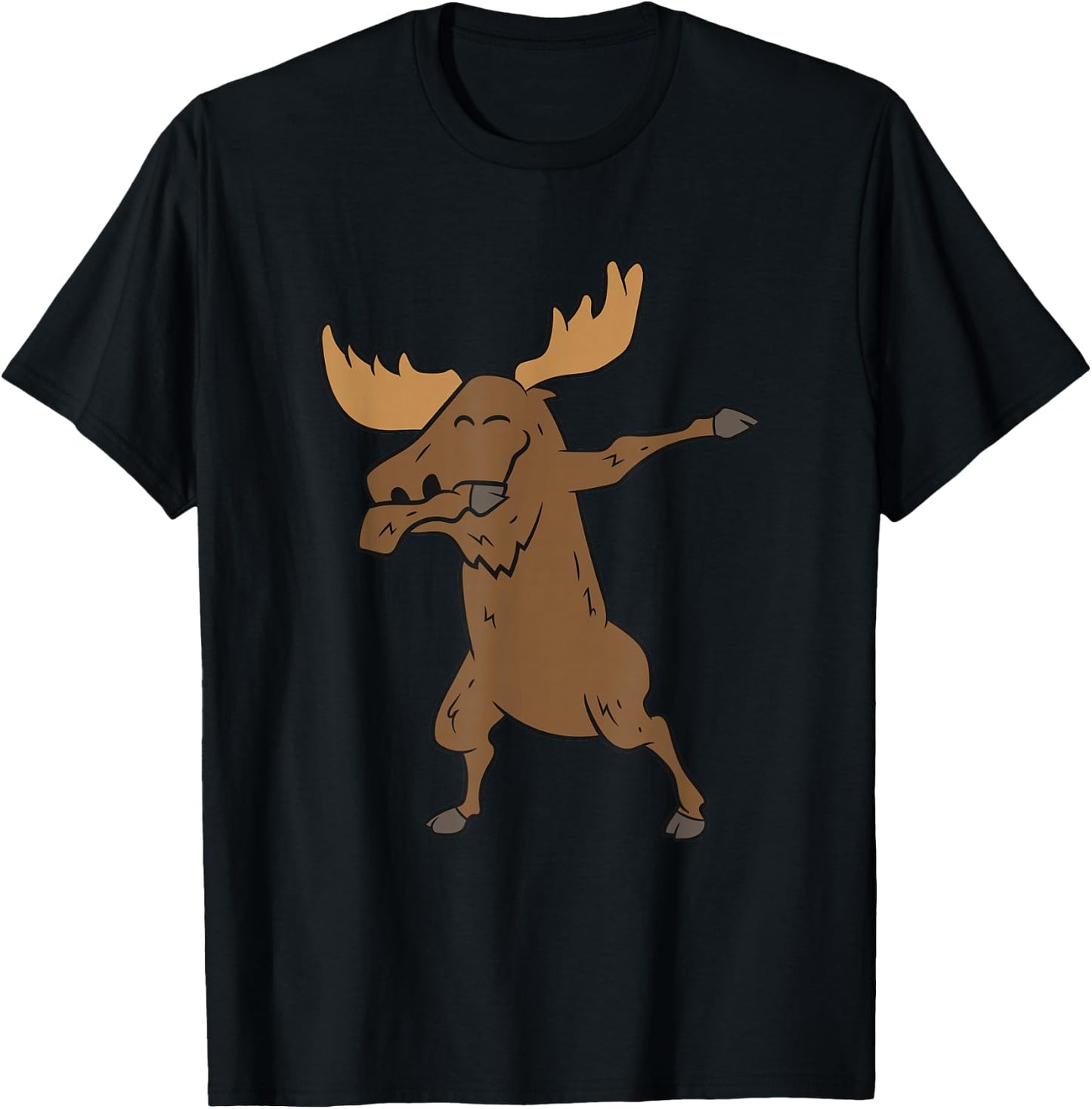 Dabbing Moose Cute Dancing Moose T-Shirt - T-Shirt | Black