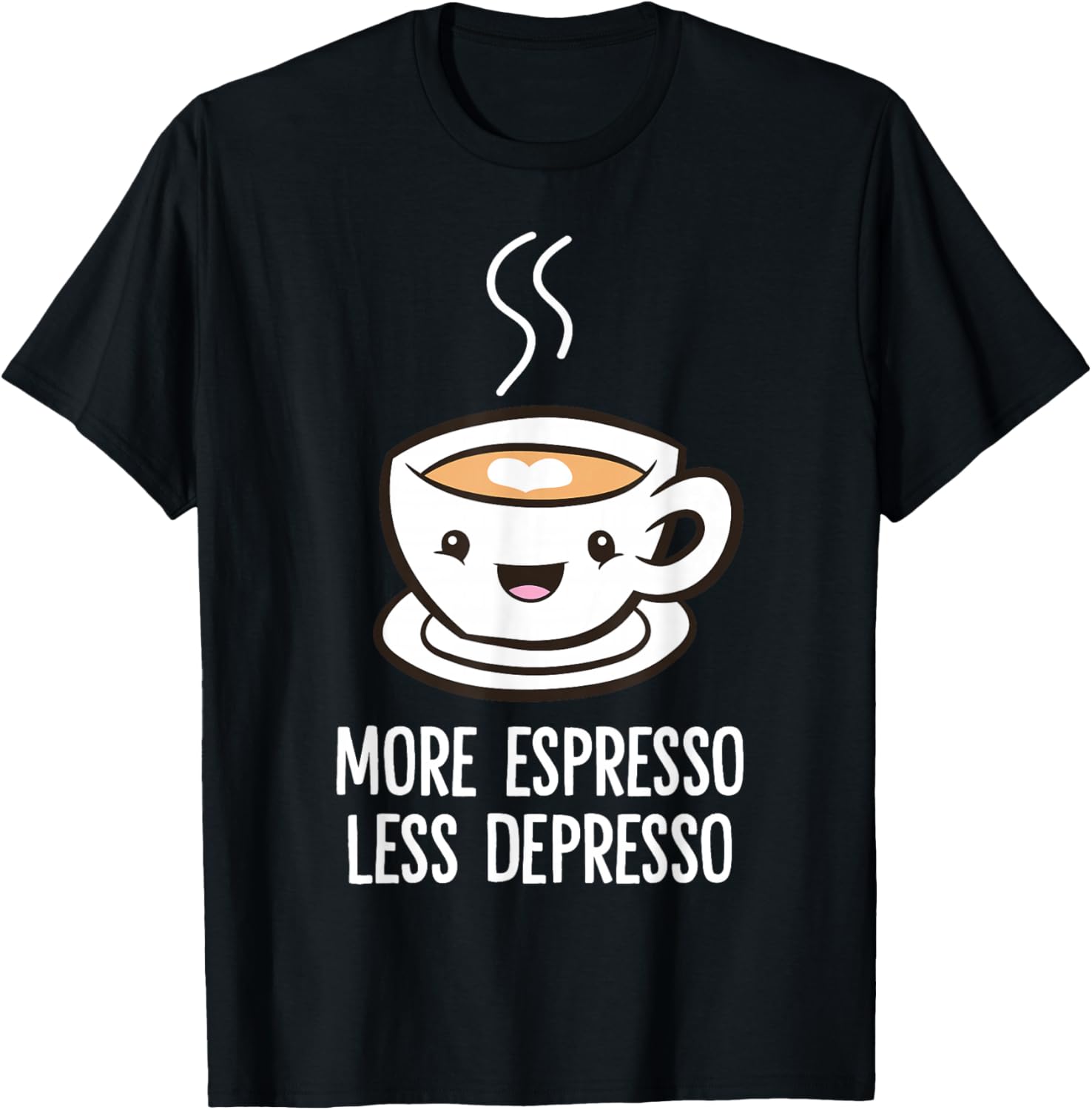 More Espresso Less Depresso Coffee Funny Espresso T-Shirt - T-Shirt | Black