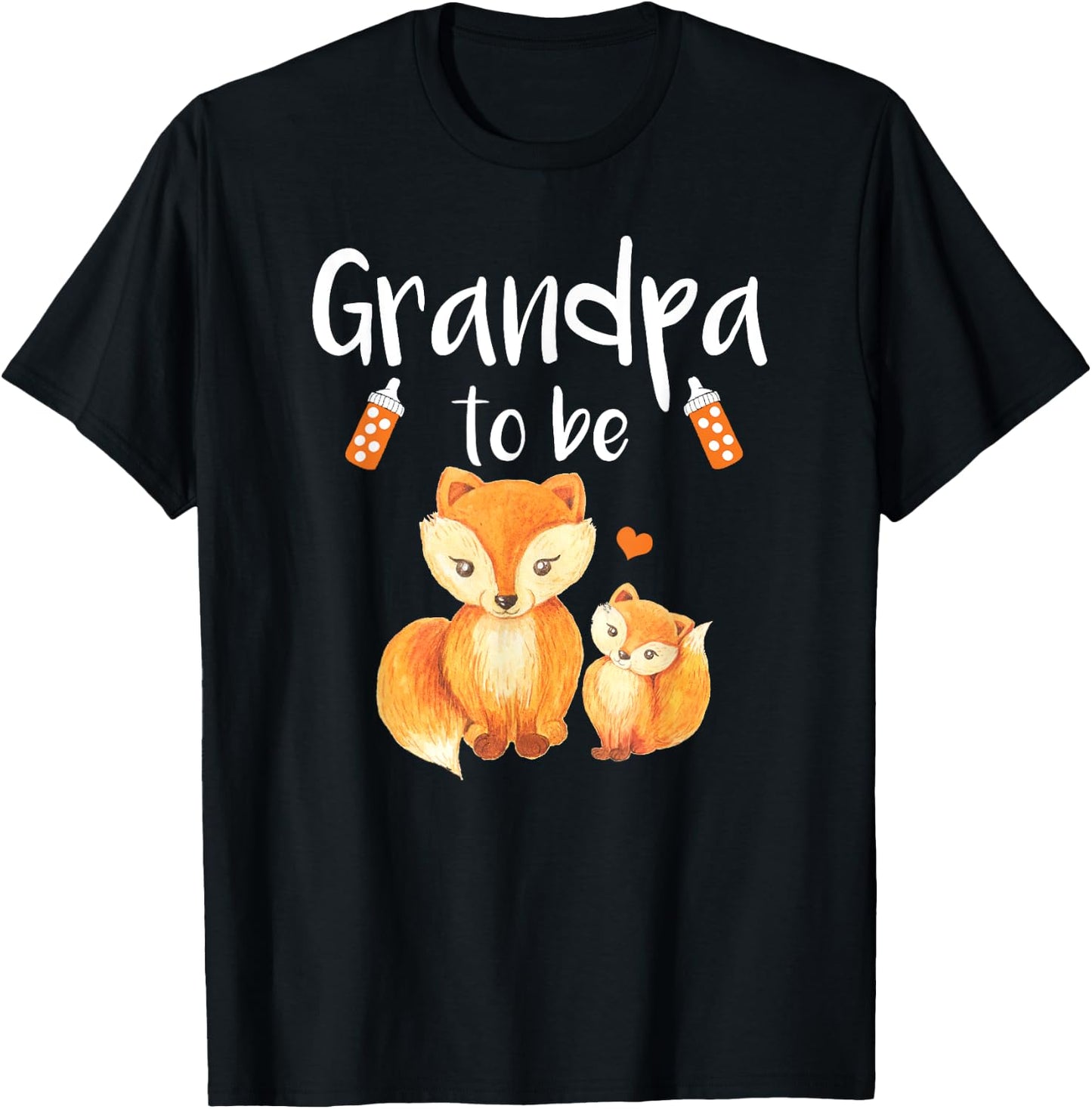 Grandpa To Be Fox Baby Shower Cute Forest Animal T-Shirt - T-Shirt | Black