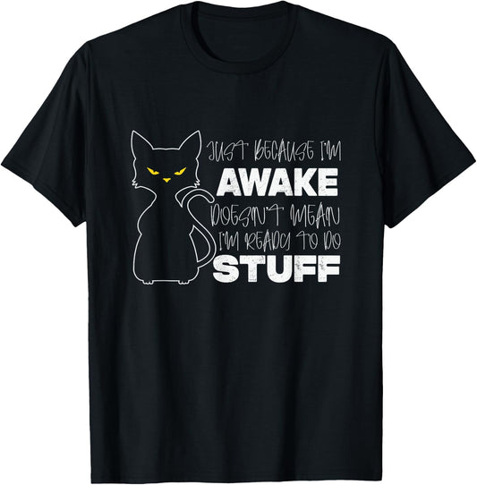 Cat Lover Lazy Graphic Men Girls Boys Kids Cats T-Shirt - T-Shirt | Black