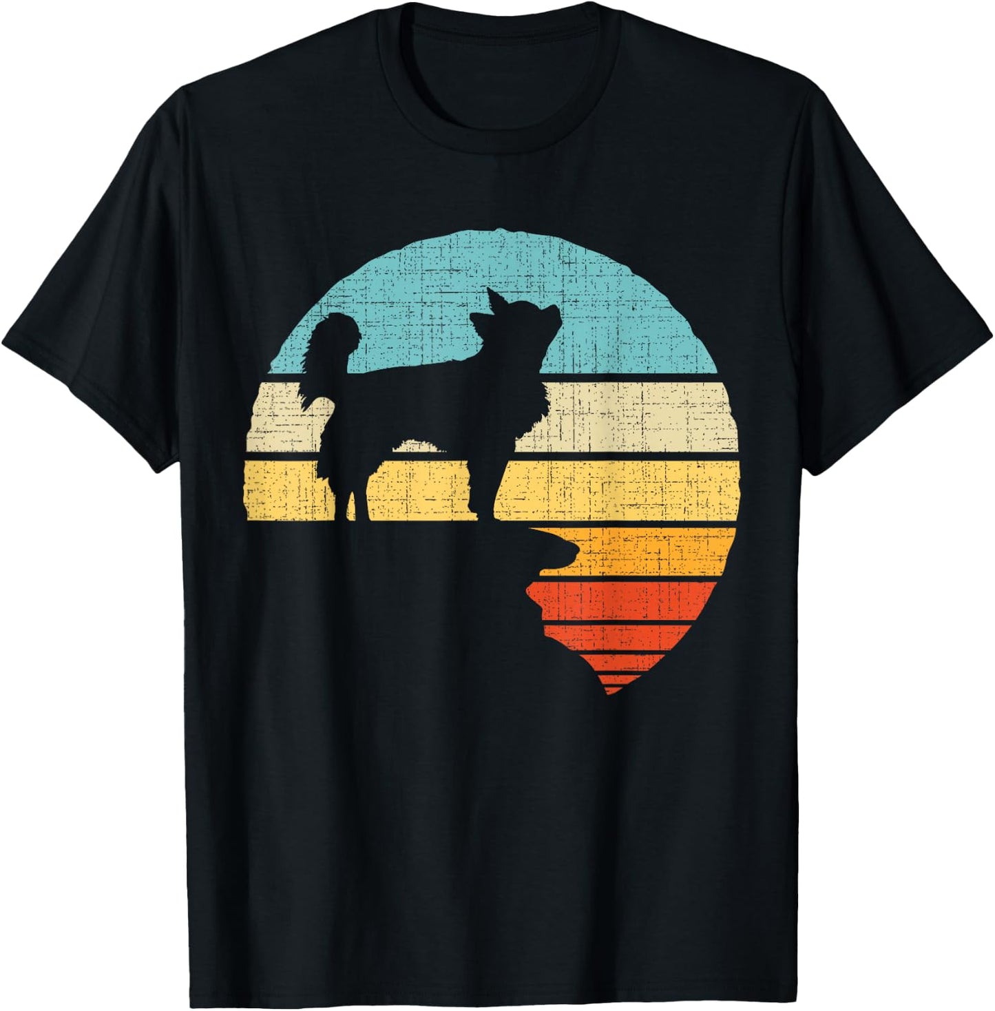 Long Haired Chihuahua Retro Vintage Dog Puppy Owner Men Women Kids T-Shirt - T-Shirt | Black