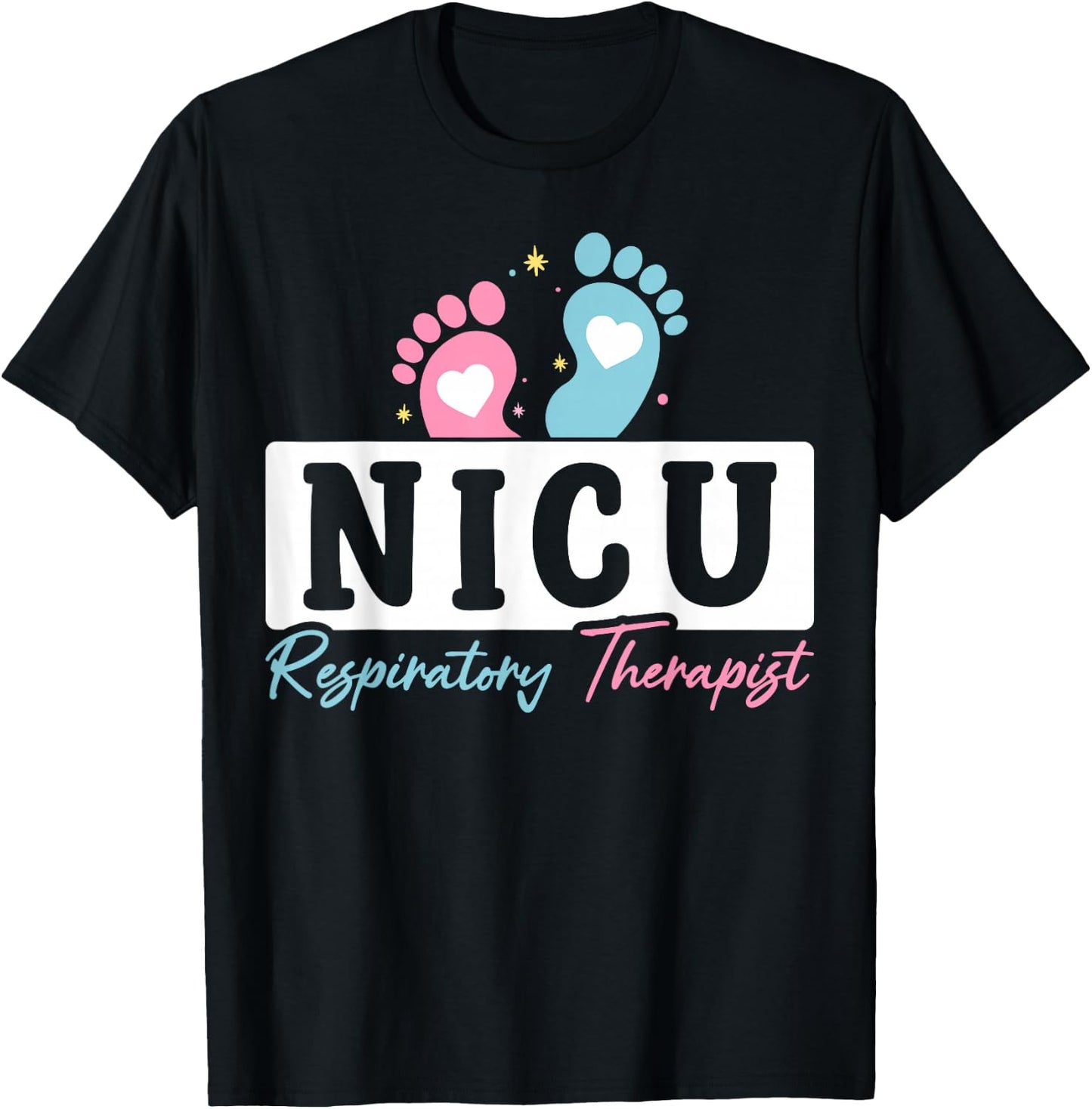 Cute NICU Respiratory Therapist Appreciation Heart T-Shirt - T-Shirt | Black