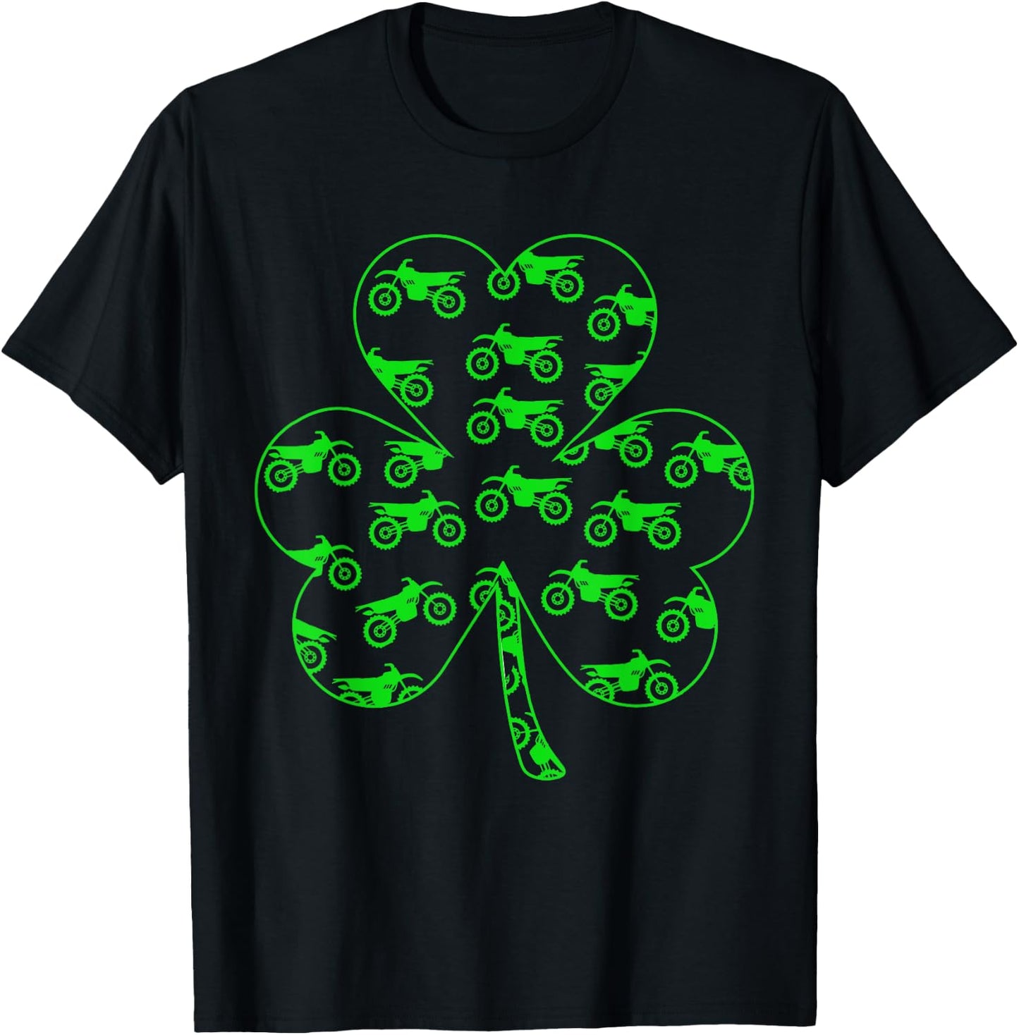Dirt Bikes Inside Shamrock St. Patrick's Day Biker Lover T-Shirt - T-Shirt | Black