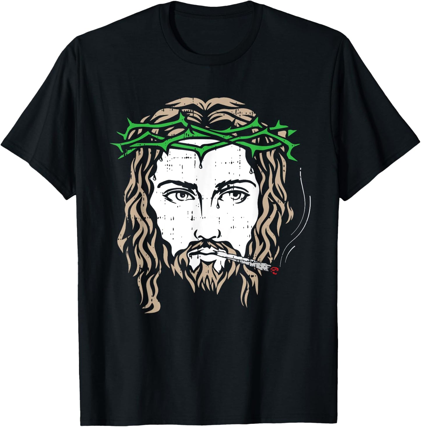 Jesus Smoking Joint Weed Blunt Christian Cool Stoner Gifts T-Shirt - T-Shirt | Black