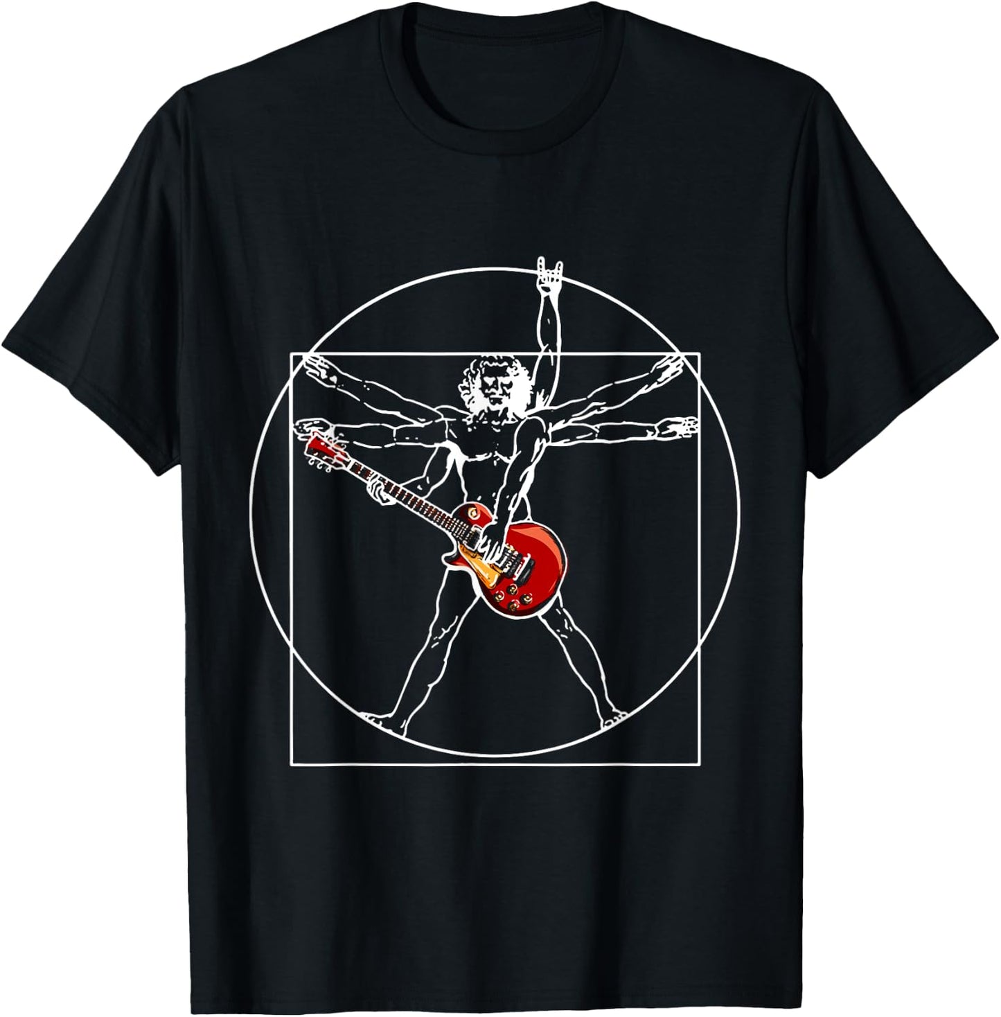 Electric guitar guitarist as Vitruvian man T-Shirt - T-Shirt | Black
