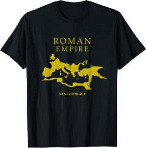 Roman Empire Map - Never Forget - SPQR Rome T-Shirt - T-Shirt | Black