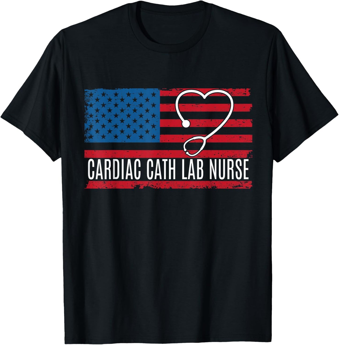 Cardiac Cath Lab Nurse USA Flag Kids Men T-Shirt - T-Shirt | Black