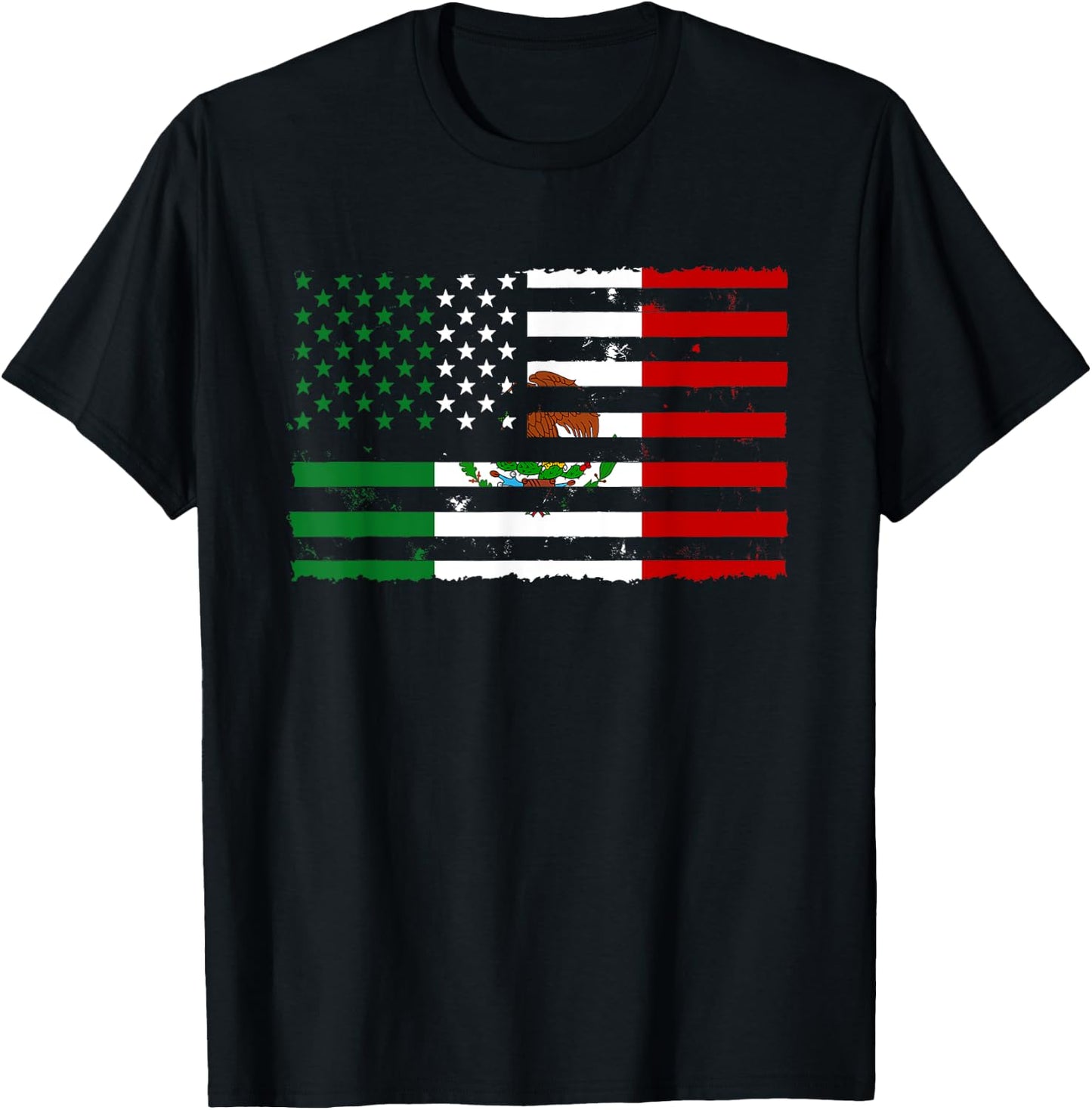 Mexico USA Flag Cinco De Mayo Spanish Heritage Mexican Gift T-Shirt - T-Shirt | Black