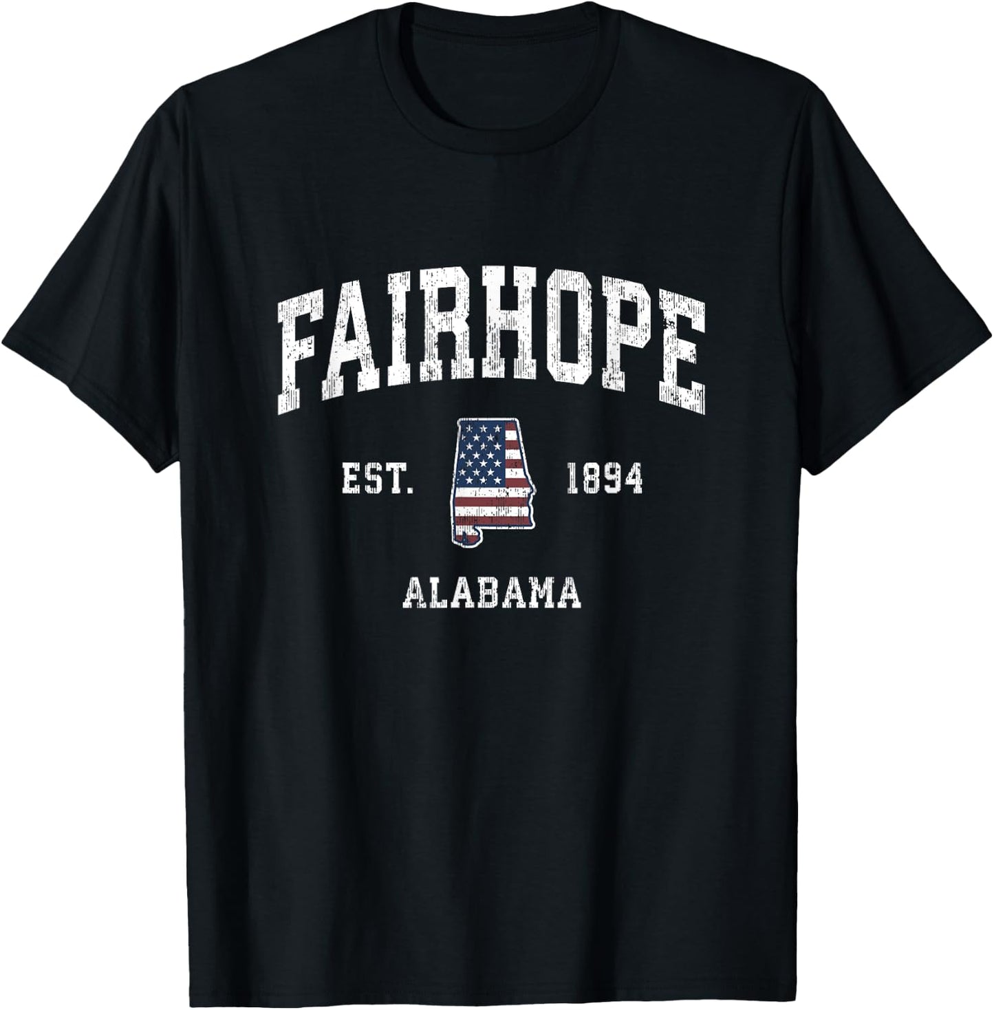 Fairhope Alabama AL Vintage American Flag Sports Design T-Shirt - T-Shirt | Black