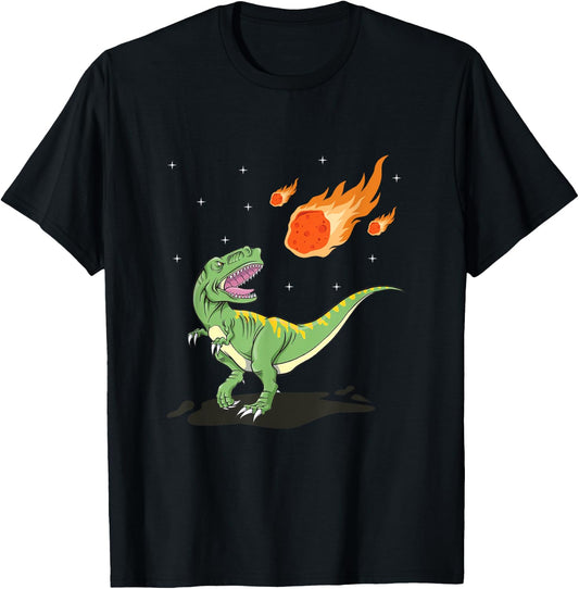 Dinosaur Meteorite Comet Meteor Shower Tyrannosaurus T-Shirt - T-Shirt | Black