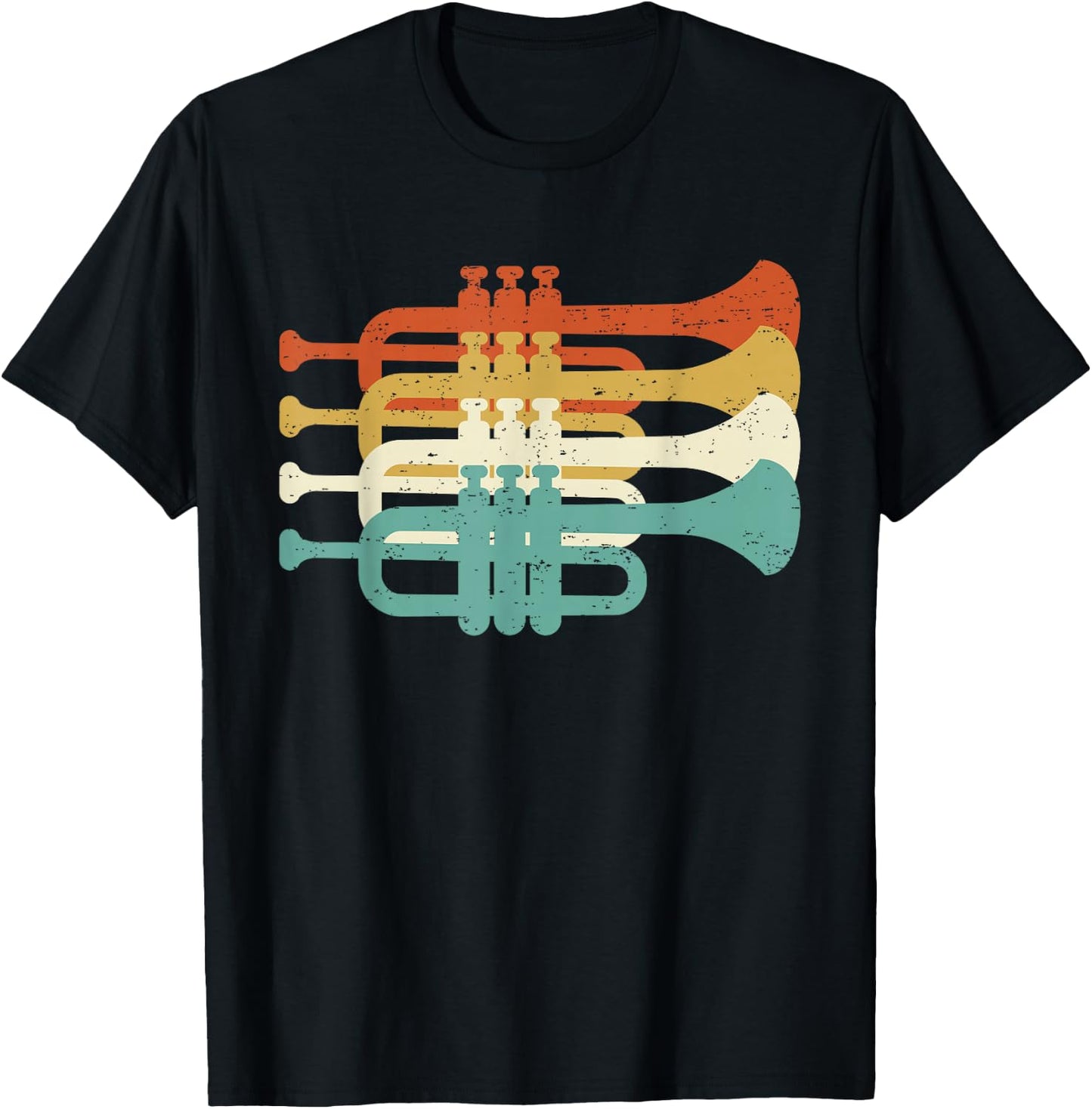Vintage Marching Band Trumpet Player Retro Design Trumpeter T-Shirt - T-Shirt | Black