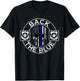 Back The Blue Thin Line Distressed American Flag Skull T-Shirt - T-Shirt | Black