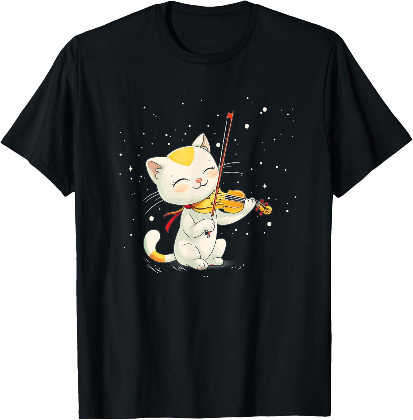 Beautiful Cat plays nice Violin Costume Men Women Kids T-Shirt - T-Shirt | Black