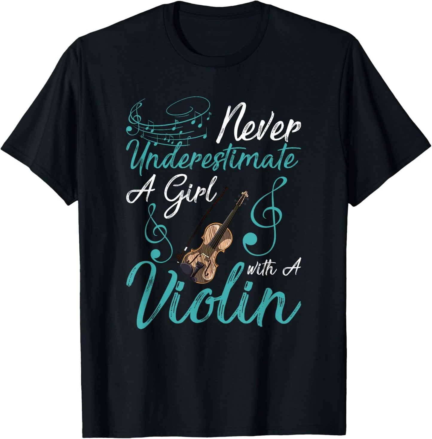 Funny Never Underestimate A Girl With A Violin T-Shirt - T-Shirt | Black