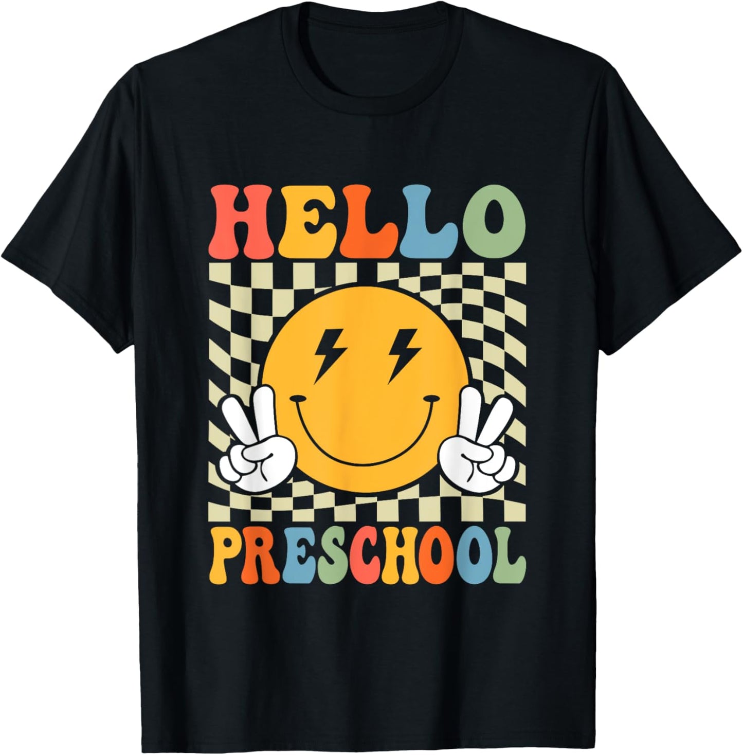 First Day Hello Preschool Teacher Boy Girl Back To School T-Shirt - T-Shirt | Black