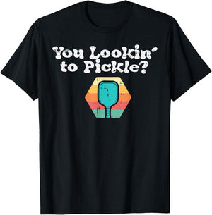 Pickleball You Lookin To Pickle Funny Sports Women Kids Men T-Shirt - T-Shirt | Black