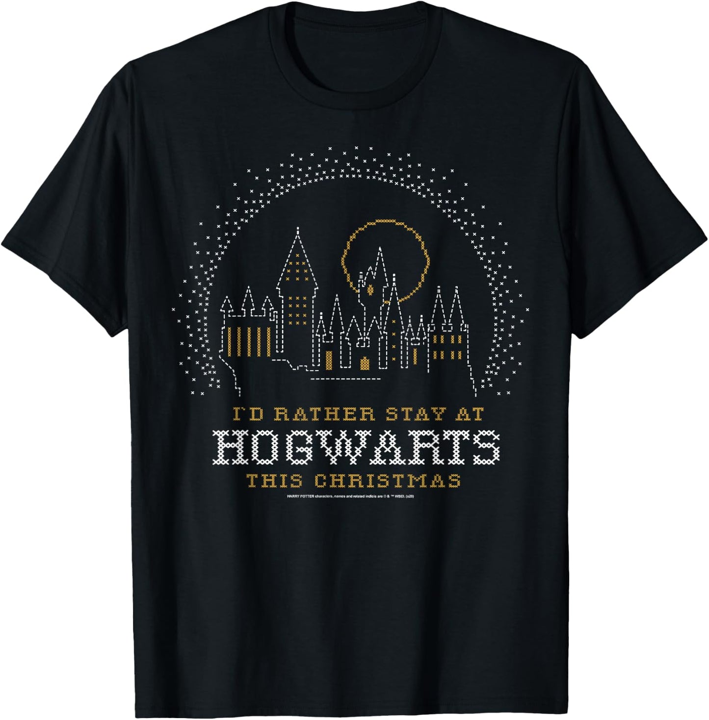 Harry Potter Christmas I'd Rather Stay At Hogwarts T-Shirt - T-Shirt | Black