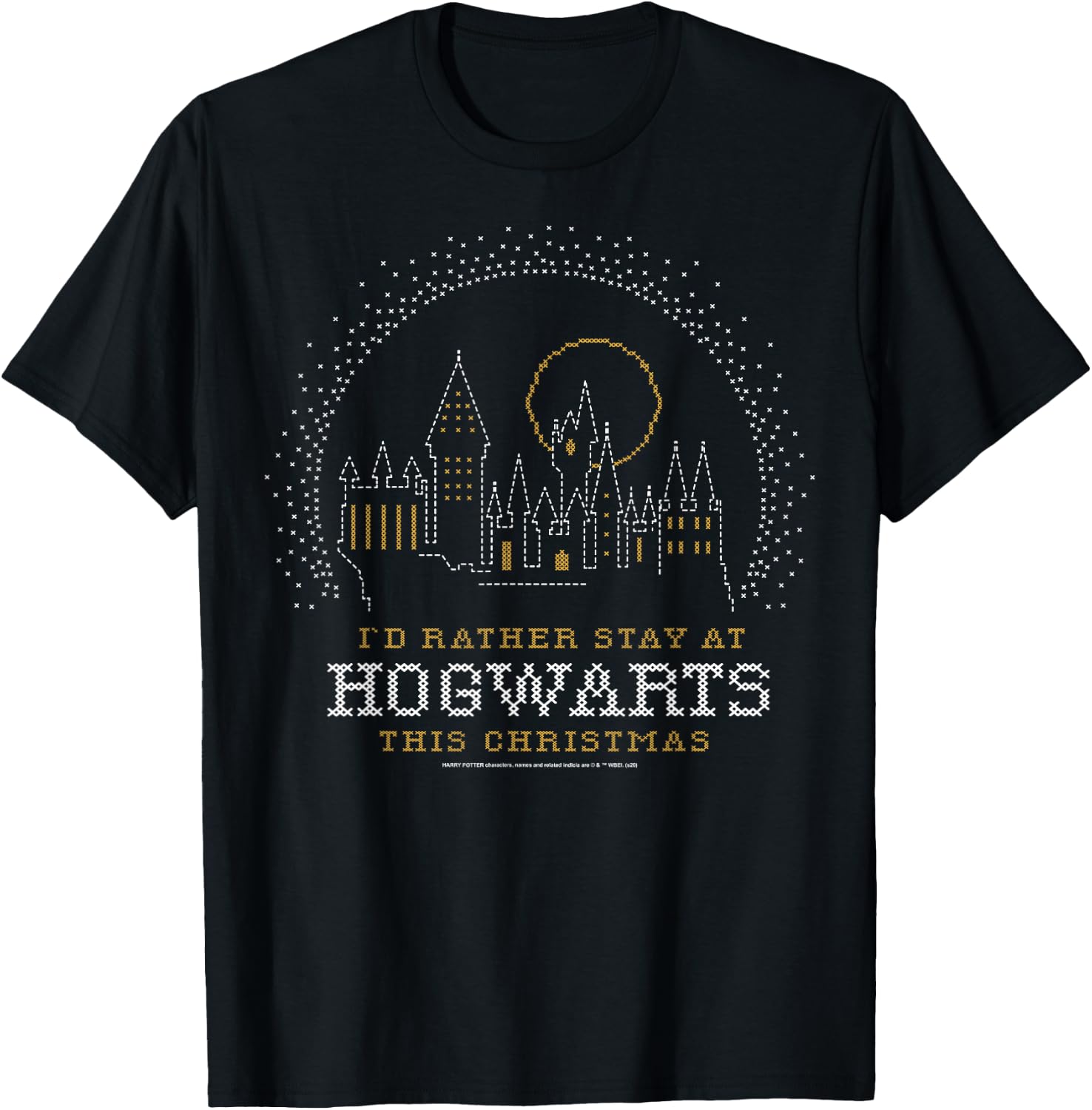 Harry Potter Christmas I'd Rather Stay At Hogwarts T-Shirt - T-Shirt | Black