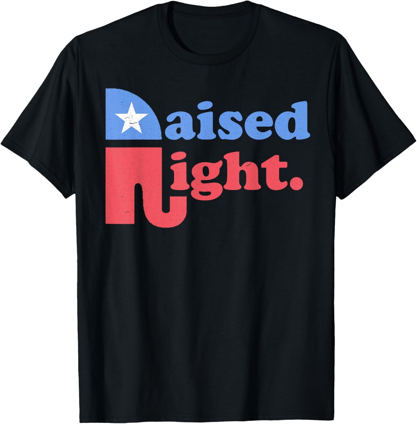 Raised Right Republican Elephant Retro Style Distressed Gift T-Shirt - T-Shirt | Black