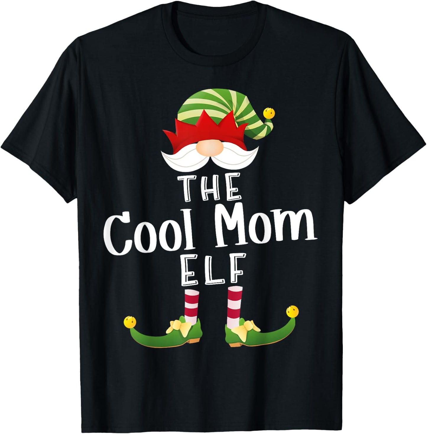 Cool Mom Elf Group Christmas Funny Pajama Party T-Shirt - T-Shirt | Black