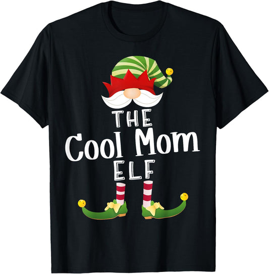 Cool Mom Elf Group Christmas Funny Pajama Party T-Shirt - T-Shirt | Black