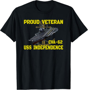 Aircraft Carrier USS Independence CVA-62 Veterans Day Father T-Shirt - T-Shirt | Black