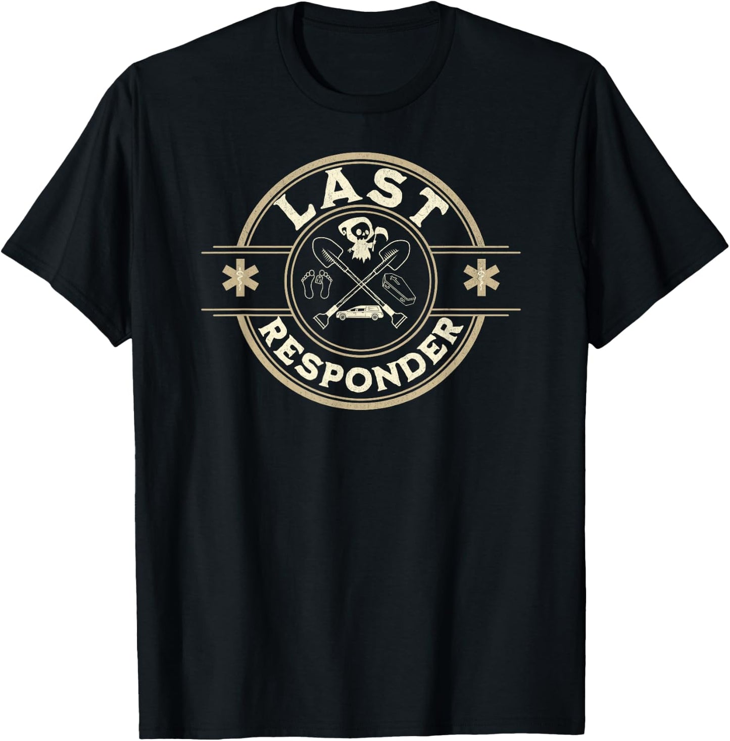 Grim Reaper Funny Dark Meme Mortician Last Responder Vintage T-Shirt - T-Shirt | Black