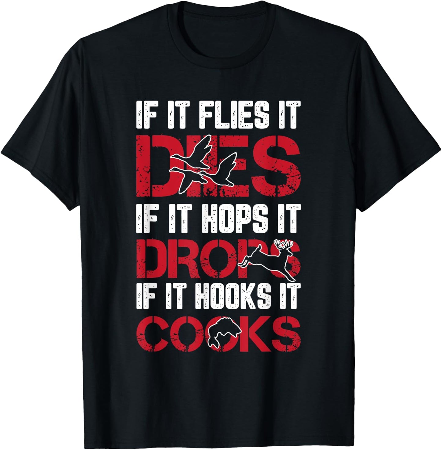 Hunting Shooting Fishing Duck Deer Fish Funny Hunter Gifts T-Shirt - T-Shirt | Black