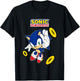 Sonic The Hedgehog In A Hurry Golden Rings Cool Shot T-Shirt - T-Shirt | Black