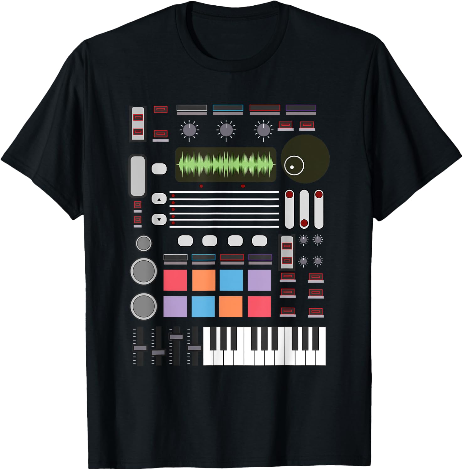 Cute Electronic Musician Lover Synthesizer Designs -Adults Kids Black Small Music Producer Artist Gift Women Beat Makers T-Shirt - T-Shirt | Black