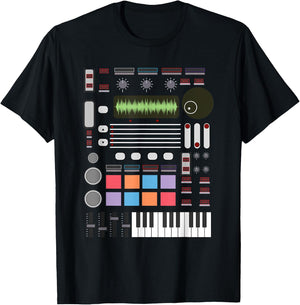 Cute Electronic Musician Lover Synthesizer Designs -Adults Kids Black Small Music Producer Artist Gift Women Beat Makers T-Shirt - T-Shirt | Black