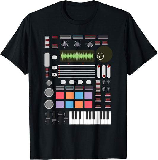 Cute Electronic Musician Lover Synthesizer Designs -Adults Kids Black Small Music Producer Artist Gift Women Beat Makers T-Shirt - T-Shirt | Black