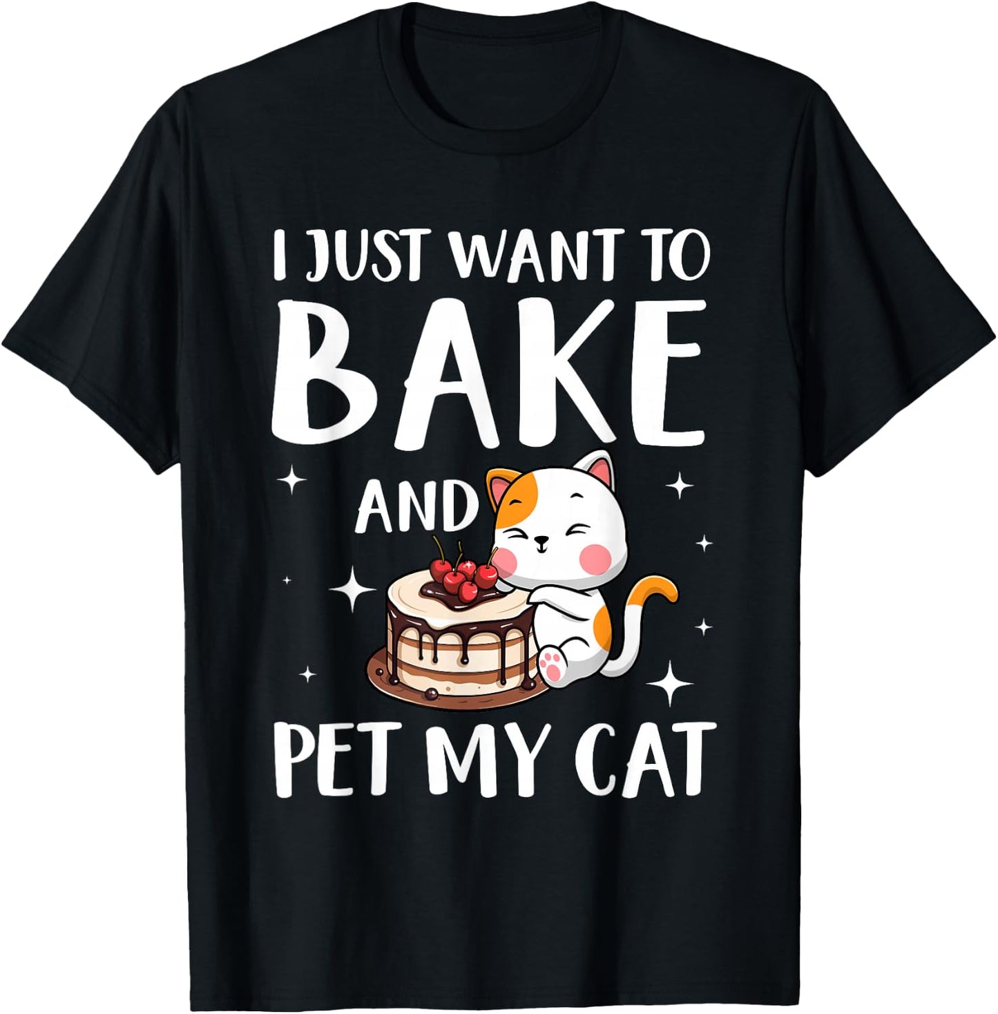 Funny Cat Baking Design Men Women Cake Baker Baking Lover T-Shirt - T-Shirt | Black